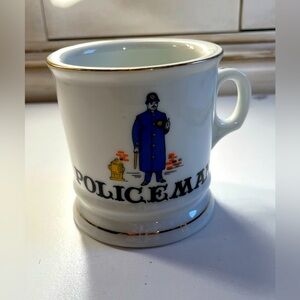 Vintage Occupational Policeman Shaving Barbershop Mug Cup with Gold Trim